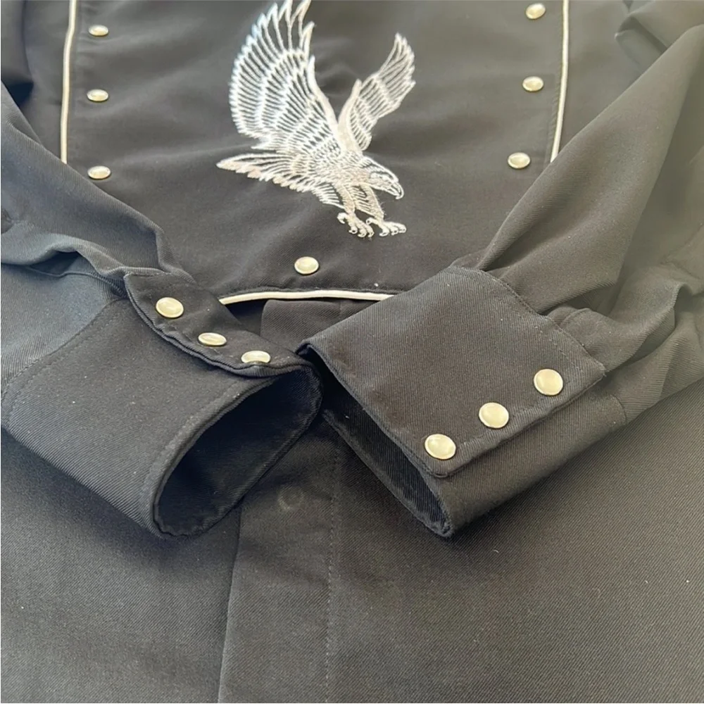 Vintage H Bar C California Ranchwear Embroidered Eagle Bib Front Western Shirt - Picture 5 of 11